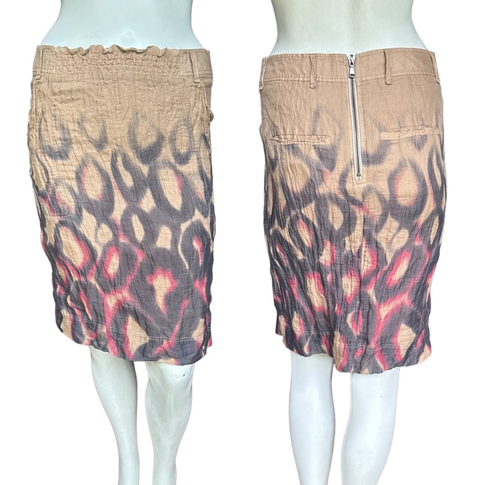 Strenesse Blue - Tan Crinkle Shimmery Avant Garde Above Knee Skirt Size 4